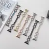 Adequado para Apple Watch iWatch 9 10 S11 Geração Pulseira de Metal com Pedras Strass em Formato O Pulseira de Corrente para Relógio Redmi 456