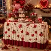 Saia de Mesa Coração com Rosas para Dia dos Namorados Transfronteiriça Avental de Mesa para Festa em Poliéster Estampado Fornecimento Transfronteiriço