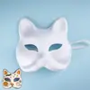 Máscara de Ópera de Pequim pintada à mão DIY, rosto de gato em papel machê, meia-face de raposa, rosto infantil sem cor para meninos e meninas, rabiscos em rosto inteiro