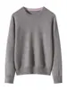 Suéter de Cachemira Pura Estilo Perezoso Suave para Mujer Cuello Redondo Jersey de Punto Versátil Suéter de Cachemira Top Base Adelgazante