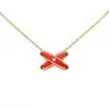 Collar con Letras Cruzadas Shangjia Chapado en Oro de 18 Quilates y Letras de Concha Blanca, Colgante de Nácar de Alta Gama para Mujer, Venta Directa del Fabricante