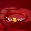 Pulsera de Gato de la Suerte de Oro Puro 999 Shuibei Pulsera de Cuentas de Transferencia de Oro Pulsera de Oro Puro para Mujer Regalo de Año Nuevo del Año Animal