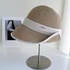 Sombrero de Pescador Plegable de Ala Ancha, Ligero, Estilo Francés, Gama Alta para Mujer, Sombrero de Paja para el Sol de Verano con Adorno de Cinta de Satén, Sombrero para el Sol