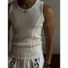 Chaleco de Patchwork Estilo Americano para Hombre, Chaleco Deportivo de Verano Ajustado para Fitness con Elástico de Canalé Grueso, Chaleco Deportivo Transpirable que Absorbe el Sudor para Hombre