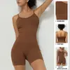 Macacão de Yoga de Peça Única com Alça Elástica Rosqueada de Alta Elasticidade Emagrecimento Treino Esportivo Fitness Sem Costura Justo