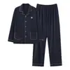 Pijama Masculino Outono e Inverno, Manga Longa e Calça Longa, Espessado e Quente, Sensação de Alto Padrão, Conjunto de Duas Peças Loungewear Plus Size