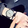 Reloj de Pulsera de Cuero Genuino de Moda Impermeable para Estudiante con Esfera Digital Simple Retro para Pareja
