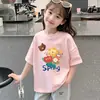 Algodón Puro Verano Lindo Estampado de Dibujos Animados Bebé Temporada Camiseta de Manga Corta para Niños 2026 Nuevo Estilo Niñas Cuello Redondo Top Estampado t