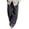 Pantalones Casuales Plisados de Seda Hielo Texturizada Estilo Old Money para Hombre Verano Finos Holgados Estilo Perezoso Rectos Pierna Ancha Largos Blancos