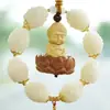 Adorno colgante para coche hecho de boj, flor de loto y pequeño colgante de Buda, accesorio de decoración para espejo retrovisor de coche con flor de loto Bodhi