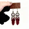 Pendientes Bohemios Europeos y Americanos de Plumas, Pendientes de Borlas Estilo Étnico de Vacaciones Exagerados Retro, Accesorios de Viaje de Yunnan para Mujeres
