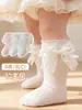Calcetines de princesa para bebé niña estilo japonés bordado encaje moño calcetines para bebé calcetines de algodón para niños calcetines blancos transfronterizos