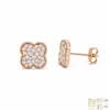 Brincos de Prata 925 com Moissanita Integral Prata Esterlina Stud Brincos Trevo de Quatro Folhas Totalmente Cravejado com Moissanita Adornos de Orelha Vendedor Quente Transfronteiriço da Amazon