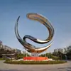 Escultura Grande de Aço Inoxidável com Fitas Flutuantes, Arte Espelhada, Marco Paisagístico de Parque Praça Externa de Jardim, Ornamento de Fonte de Água