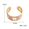 Nova Pulseira Geométrica Esmaltada Colorida Elegante Leve Luxo Feminina Abertura Ajustável Pulseira Fashionável com Relevo Pulseira Acessórios