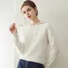 Suéter com capuz 100% cashmere puro para mulheres, moletom pulôver casual solto, novo top de outono e inverno, moletom de tricô