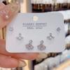 Brincos pequenos e requintados de zircônia geométrica super flash, brincos de pino em leque, leves, luxuosos e elegantes, brincos de agulha de prata da moda para mulheres