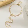 Moda Transfronteriza Europea y Americana Elegante Simple y Versátil Cadena de Dedo para Mujer Ajustable de Perlas de Imitación ABS y Cuentas Acrílicas