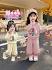 Conjunto de Moletom Estiloso Soltinho Primavera/Outono para Meninas Novo 2026 Conjunto Casual Fofo de Duas Peças para Bebê Menina Início do Outono