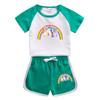 Traje de Verano de Unicornio para Niños y Niñas 2023 Nuevo Conjunto de Dos Piezas Delgado de Algodón con Dibujos Animados de Manga Corta y Pantalones Cortos