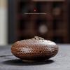 Incensário de cerâmica para incenso de tecelagem, fivela de ferro, incensário tipo rattan, forno, cerâmica vermelha estilo retrô