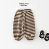 Pantalones Nuevos de Otoño e Invierno para Bebé Estilo Coreano a Rayas para Exterior Forro Polar Moda Infantil Cálidos Pantalones Deportivos 55565