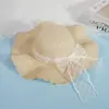 Sombrero de Paja Estilo Francés Ondulado para el Sol para Mujeres al Aire Libre en Verano, de Alta Gama, Ala Ancha, Lazo de Encaje, Protección Solar