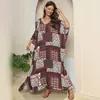 Vestido de Mujer Talla Grande Europeo y Americano Transfronterizo Estilo Étnico Estampado Blusa Holgada Vacaciones en la Playa Abertura Trapeador Largo