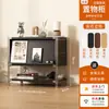 Gabinete de Revistas Negro Simple con Puerta abatible Gabinete de Mesita de Noche Artístico Bauhaus Sala de Estar Estante de Almacenamiento para Aspiradora Robot Dormitorio