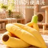 Cama para Gato Banana Quente de Inverno Espessada Cama para Animal de Estimação Senso de Segurança Lavável Tapete para Gato Cachorro Todas as Estações Casa de Cachorro