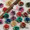 Flor de Rosa Grande Brillo Fino Perlado Polvo Dorado Accesorios para Joyería Hecha a Mano con Cuentas Pegamento Blando Tridimensional Resina Efecto Degradado