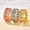 Anillo Giratorio de Engranaje con Incrustaciones de Cobre Transfronterizo Anillo de Pareja para Tiktok Anillo Giratorio Mecánico de Deseos Transfronterizo Joyería