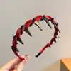 Diadema Ondulada Marrón para Mujer, Uso Diario, Antideslizante, con Dientes, para Lavarse la Cara, Accesorio para el Cabello