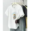 100 kg Nuevo Estilo de Verano para Niñas Tallas Grandes: Camiseta Impresa de Manga Corta con Abertura y Dobladillo Curvo 0428