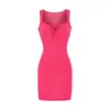 Saia Curta Slimming de Cintura Marcada e que Valoriza o Quadril, Estilo Novo de Verão com uma Vibe Pura e Atraente, Vestido Regata com Design de Nó no Decote Quadrado para Mulheres