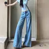 Jeans Holgados Lavados Estilo Americano Retro para Mujer Otoño 2024 Nuevos Pantalones de Pierna Ancha de Cintura Alta Ajustados