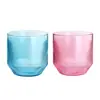 Taza de Vidrio Rayada Soplada a Mano Personalizada por el Fabricante Color Macarrón Restaurante Creativo Color Dopamina Vaso de Agua