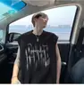 Regata Estilosa com Letras para Homens, Moda de Verão Estilo Americano Hong Kong Solta Versátil Casual Sem Mangas Camiseta, Moda Masculina de Marca Tendência