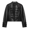 Comercio Exterior Transfronterizo Ropa de Mujer Otoño Nuevo Estilo Europeo Diseño de Moda Hebilla de Nudo de Cuerda Chaqueta de Cuero Chaqueta 5479243