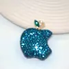 Venta al por mayor del fabricante Llavero de Manzana de Arcilla Blanda con Diamantes, Lindo Colgante Personalizado para Bolso, Llavero de Coche, Accesorios Coloridos