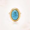 Anillo abierto de acero inoxidable turquesa para mujer, estilo europeo y americano, con diseño de mano de acero de titanio y diamantes retro transfronterizos.