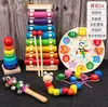 Instrumento Musical Infantil de Oito Tons Enfiando Relógio de Anel Conjunto de Quatro Peças Placa em Forma de Coluna Minhoca Torcida Brinquedos Educativos para Bebês Atacado