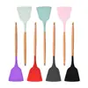 Espátula de Silicona con Mango de Madera, Utensilio de Cocina Casero para Cocinar, Espátula Antiadherente para Utensilios de Cocina, Espátula de Cocina de Silicona