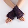 Guantes cortos de encaje de medio dedo con dedos abiertos y sin dedos para mujer, con protección solar para conducir.