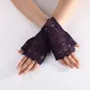 Guantes de Encaje Cortos sin Dedos de Marinero para Baile, Medio Dedo, Guantes para Conducir, Protección Solar, Cubre Cicatrices