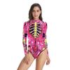 Wansheng Maiô Europeu e Americano Feminino Cor Nova Estampa de Esqueleto Maiô Feminino Proteção Solar Feminina Roupa Feminina