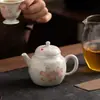 Tetera de cerámica con flor de cerezo pintada a mano, juego de té Kung Fu, tetera individual para uso doméstico, cafetera de té fresca y sencilla