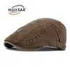 Boné Vintage Forward Lavado para Homens, Boina Retro Bico de Pato, Chapéu de Pintor Estilo Britânico, Boina Estilo Workwear para Mulheres, Tendência