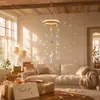 Anel de madeira natural transfronteiriço apanhador de luz de cristal borboleta franja de cristal multifacetada ornamento pendurado pingente de cristal