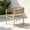Silla de ratán para patio exterior, mesa y sillas de ocio, balcón al aire libre de jardín para el hogar, silla creativa con respaldo de cuerda para casa de huéspedes, mesa de café pequeña